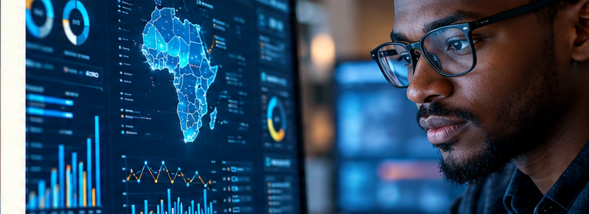 East African data scientist reviewing responsible AI and digital health analytics